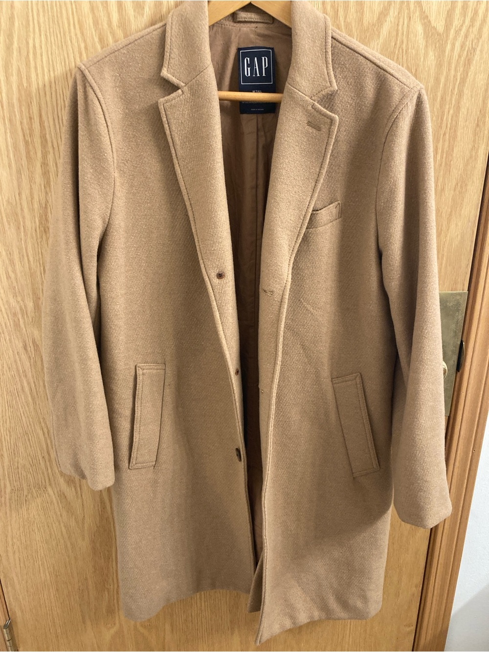 GAP Men's Camel Wool-Blend Coat
